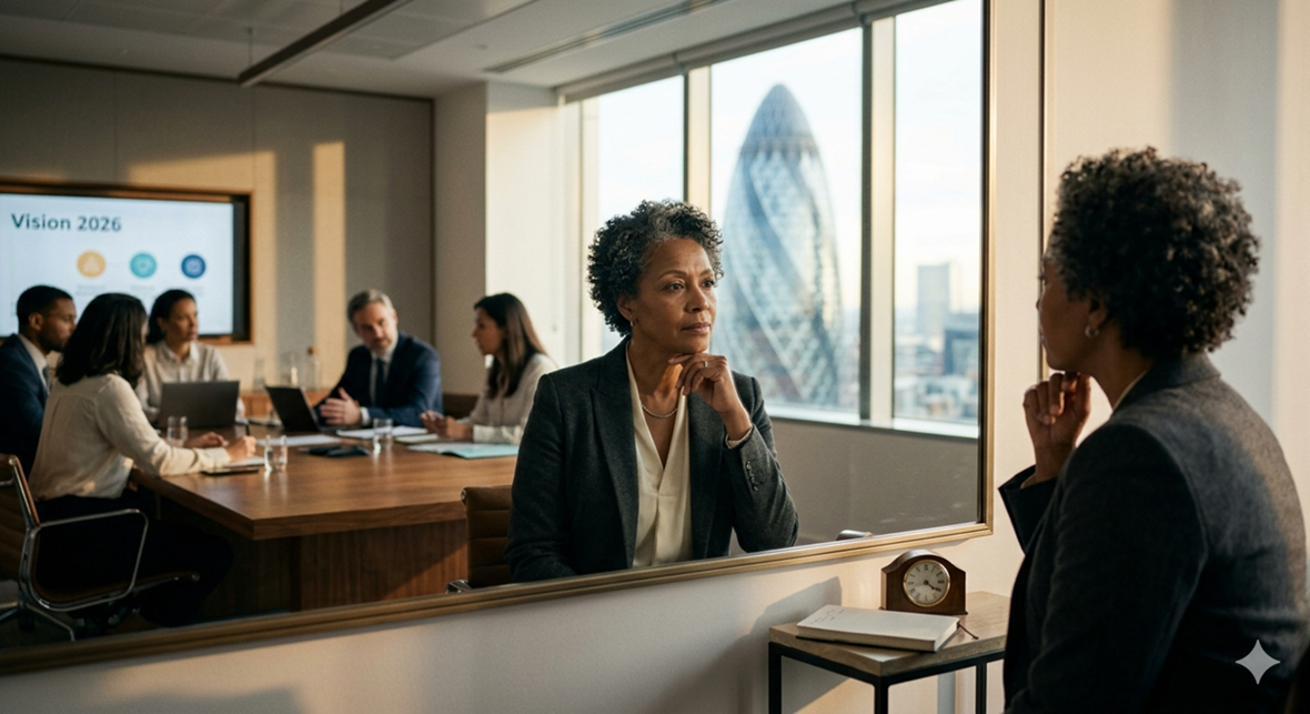 Leaders in a meeting discussing self-awareness